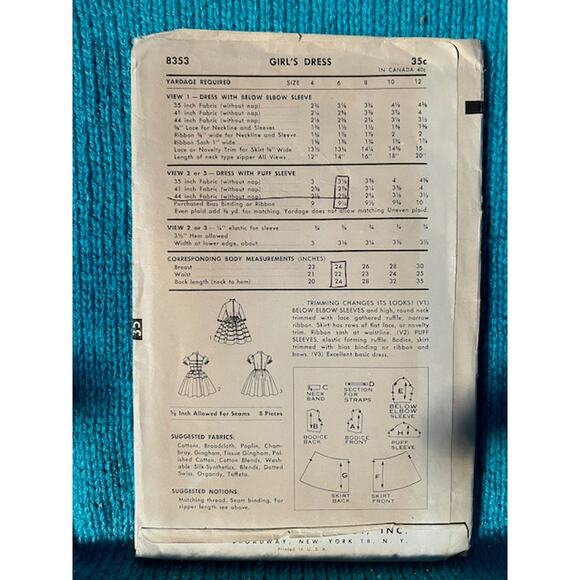 Advance 8353 girls circle skirt dress 1950s - Picture 3 of 5